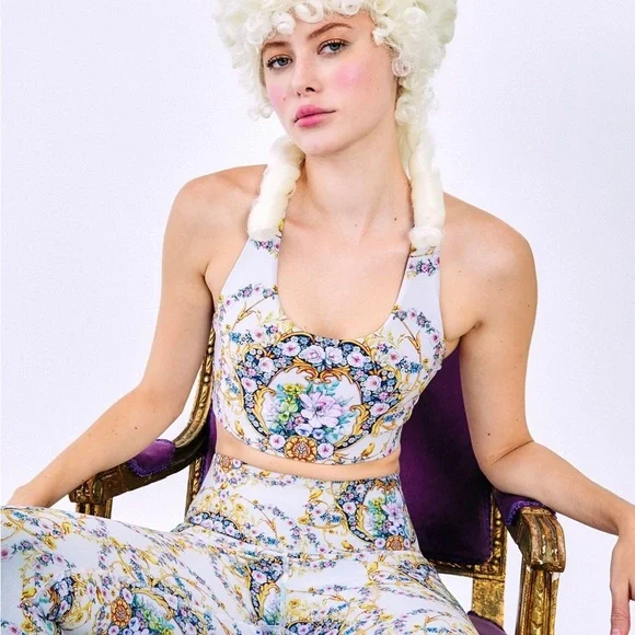 Terez Womens Size XS Gold Baroque Duoknit Leggings NWT - Picture 1 of 9